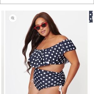 Navy Polka Dot Bikini Bottom
